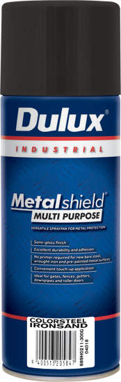 Dulux Multi Purpose Paint in Ironsand, a semi-gloss finish for metal surfaces, ideal for touch-ups and maintenance.