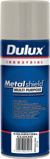 Dulux Multi Purpose Paint in Colorsteel Cloud, providing semi-gloss finish for metal surfaces like gates and fences.