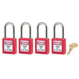 Master Lock 0410 Zenex Safety Lockout Padlock-Keyed Alike, 38mm-4-Pack