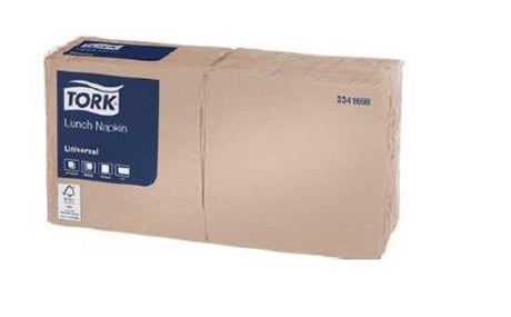 Tork 1 Ply Natural Lunch Napkins, eco-friendly, 300mm x 300mm, 1/4 fold design, case of 2000 for cafes and restaurants.