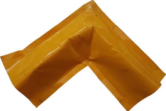 Flexi Bund Floor Bunding Corner Section in bright yellow, 200 x 80 x 400mm, designed for safe containment of hazardous substances.