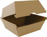 Eco-friendly Biopak Burger Box, 105mm x 105mm x 85mm, ideal for takeout burgers, compostable and recyclable, 50-pack.
