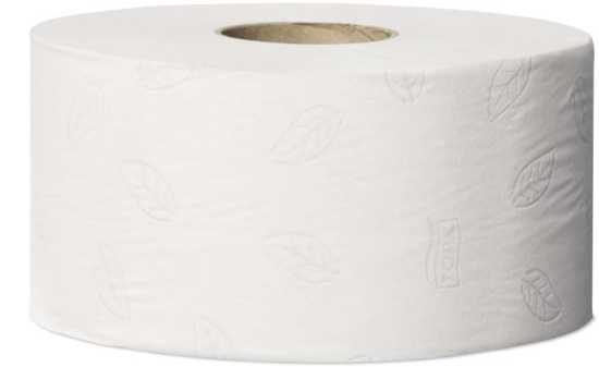 Tork Recycled 2-Ply Mini Jumbo Toilet Paper roll, 170 metres, eco-friendly, 12 pack, high-capacity for busy facilities.