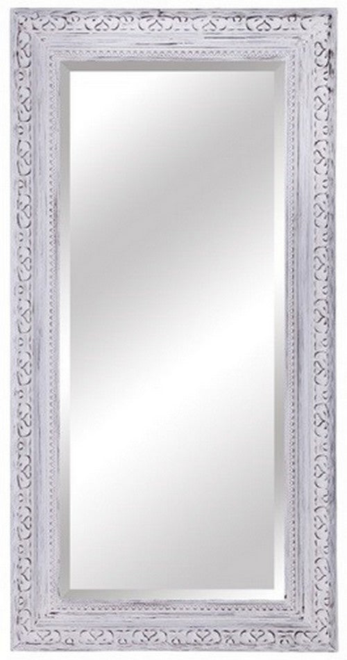 Elegant 220cm antiqued bevelled mirror with ornate white frame, enhancing light and space in any home decor.