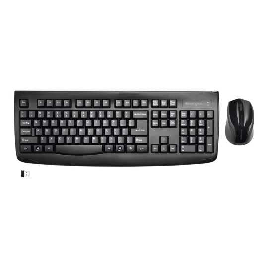 Kensington Pro-fit Wireless Keyboard & Mouse Set features spill-proof keyboard, 2.4GHz wireless, and ergonomic design for comfort and productivity.