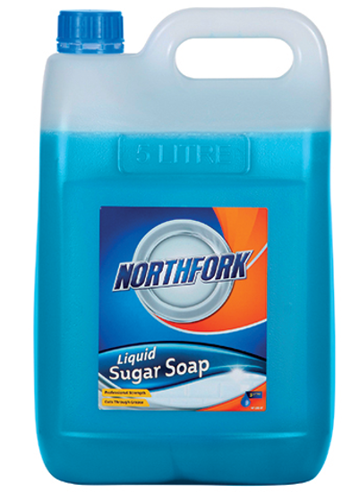 Northfork Sugar Soap 5L bottle, a concentrated cleaner that tackles grease and grime on all washable surfaces.