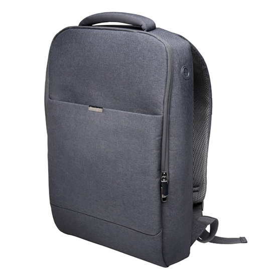 Kensington 15.6" laptop backpack in grey with padded pockets, quick-access storage, and ergonomic design for tech protection.