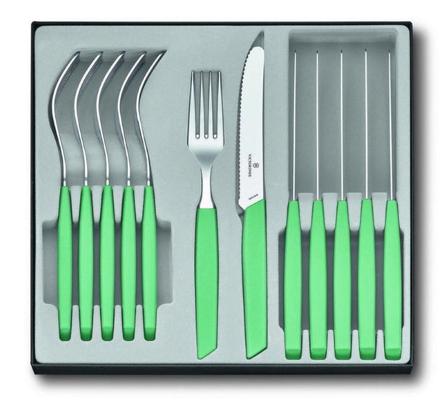 Victorinox Swiss Modern Mint Cutlery Set (12pc) in mint green, featuring ergonomic handles and high-quality stainless steel blades.