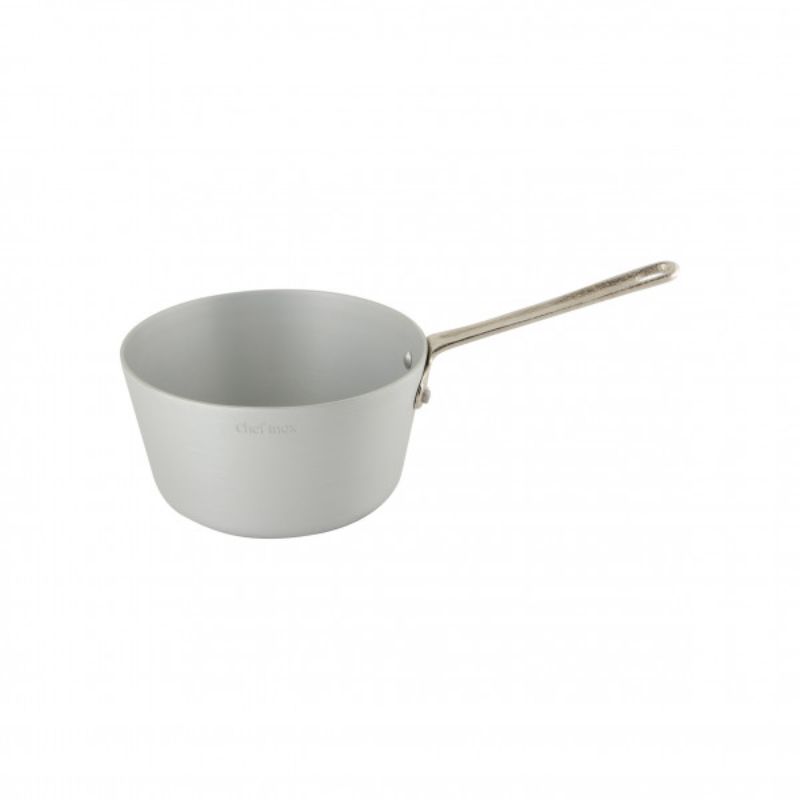 Alt text: Chef Inox 1.5L Premium Aluminium Saucepan with satin finish, ideal for even heat distribution and versatile cooking.