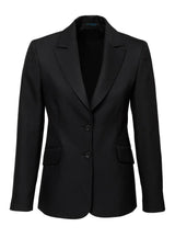 Ladies Longline Jacket in black, size 22, features soft fabric, internal pocket, and elegant longline silhouette for versatile style.