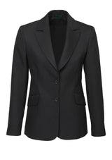 Ladies longline charcoal jacket from Biz Collection, size 20, features pockets and lightweight design for versatile styling.