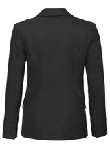 Longline charcoal jacket for ladies, size 16, featuring internal pocket and embroidery access, stylish and versatile for any occasion.