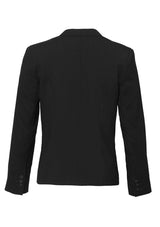 Ladies black short jacket with reverse lapel, featuring a stylish design and practical mobile pocket for versatile wear.