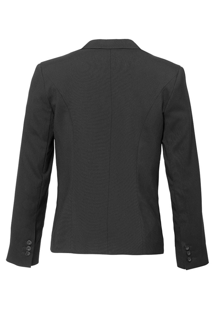 Stylish charcoal short jacket with reverse lapel, featuring a mobile pocket, perfect for casual and professional wear.