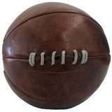 Cuban brown leather netball, 25cm, blends durability with elegance for collectors and decorators alike.