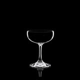 Set of 6 elegant 220ml coupe glasses in lead-free crystal, perfect for cocktails, desserts, and sophisticated dining.