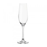 Set of six elegant 235ml Stanley Rogers Tamar flutes, crafted from lead-free crystal for sparkling beverages.