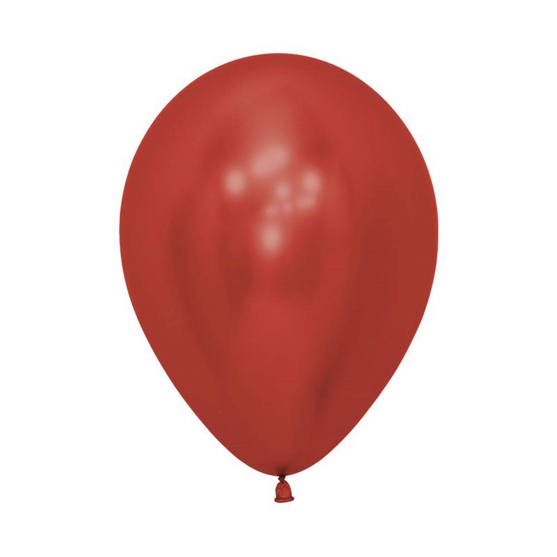 Vibrant 30cm Sempertex Crystal Reflex Red latex balloons in a pack of 50, ideal for festive decorations and celebrations.