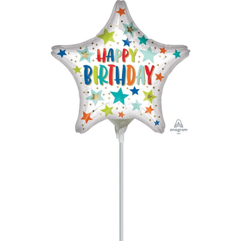 Foil Balloon - Hbd Stars And Dots (22cm)