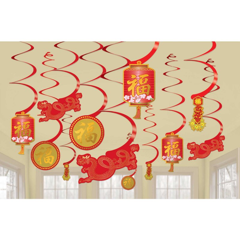 Colorful hanging decorations featuring 12cm cutouts, perfect for celebrating Chinese New Year and festive gatherings.