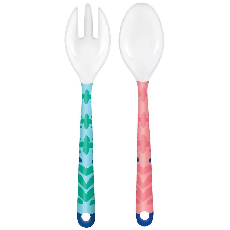 Colorful melamine salad serving set (24cm) in boho style, perfect for entertaining and outdoor use, pack of 2.