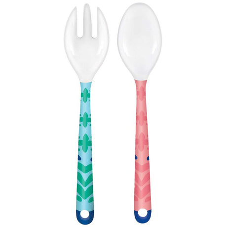 Colorful melamine salad serving set (24cm) in boho style, perfect for entertaining and outdoor use, pack of 2.