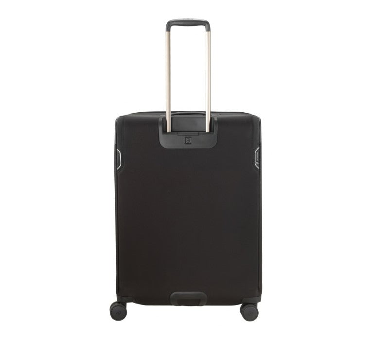 Victorinox Werks Traveler 6.0 Softside Large Suitcase in black, featuring durable nylon, laptop compartment, and expandable capacity.