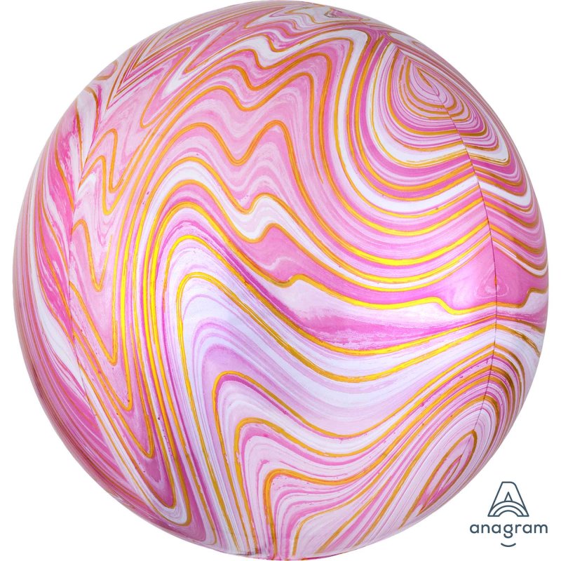 Foil Balloon - Orbz Xl Pink Marblez (40cm)