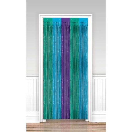 Sparkling Sapphire Metallic Door Curtain (2.43m) adds elegance and blocks drafts, light, and noise for any room.