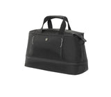 Black Victorinox Werks Traveler 6.0 Weekender Duffle Bag with expandable capacity, designed for stylish and smart travel.