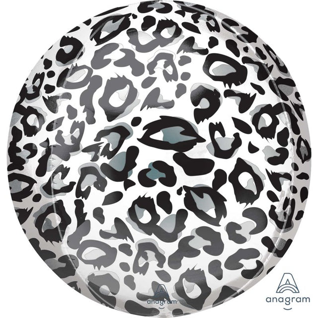 Self-sealing foil balloon featuring a striking snow leopard print, perfect for adding fun to any celebration.