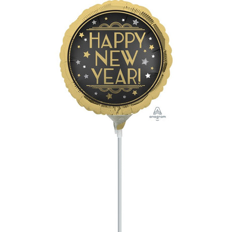 Vintage satin foil balloon for New Year's, 22cm, featuring elegant design for festive celebrations and gatherings.