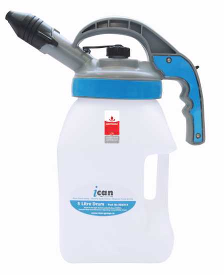 Alemlube iCan 5L Container with 6mm Pour Lid Kit, designed for safe lubricant storage and easy dispensing with minimal contamination.