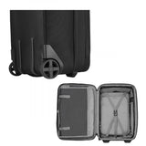 Lightweight black Victorinox Werks 6.0 carry-on suitcase with 2 wheels, expandable design, and Swiss-engineered handle.