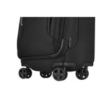 Victorinox Werks Traveler 6.0 Wheeled Boarding Tote in black, featuring 4 wheels, expandable capacity, and padded tablet pocket.