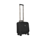 Victorinox Werks Traveler 6.0 Wheeled Boarding Tote in black, featuring 4 wheels, expandable capacity, and organized compartments.