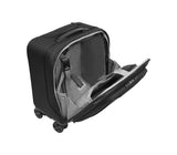 Victorinox Werks Traveler 6.0 Wheeled Boarding Tote in black, featuring 4 wheels, expandable capacity, and tablet pocket for travel.