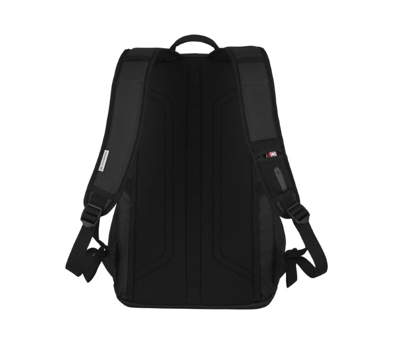 Victorinox Altmont Slimline Backpack in black, featuring side-entry pockets, laptop protection, and ergonomic design for comfort.