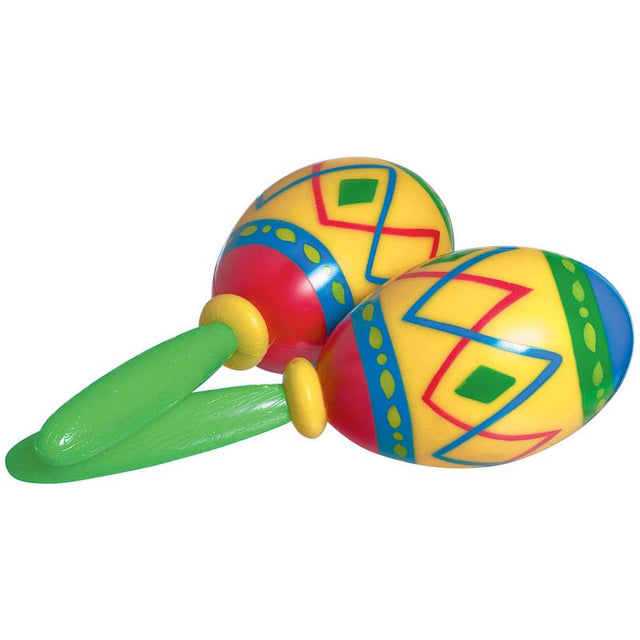 Vibrant plastic maracas, 17cm, perfect for parties and celebrations, sold in a pack of 2 for festive fun.