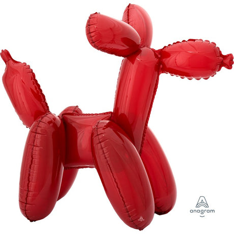 Vibrant 48cm foil balloon designed as a cheerful red balloon dog, perfect for festive celebrations and party decor.