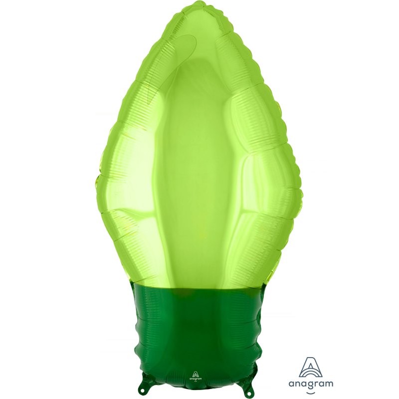 Vibrant green 55cm foil balloon shaped like a Christmas light, perfect for festive celebrations and holiday décor.