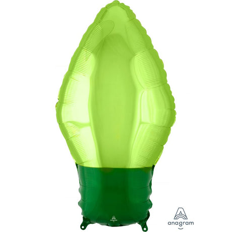 Vibrant green 55cm foil balloon shaped like a Christmas light, perfect for festive celebrations and holiday décor.