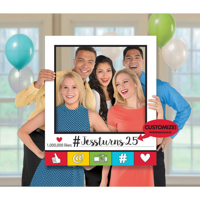 Giant customizable selfie frame kit for parties, ideal for memorable group photos and social media fun.