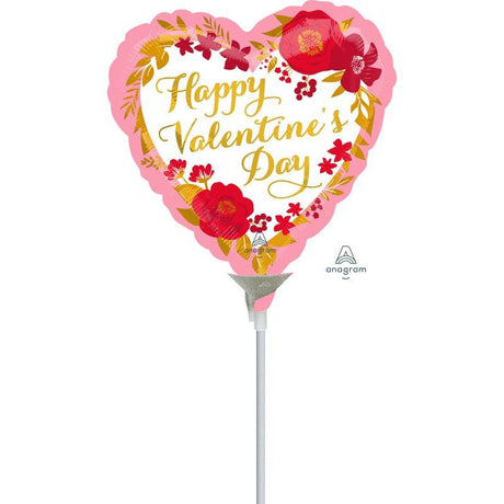 22cm foil balloon featuring a floral wreath design for Valentine's Day celebrations, ideal for party decor and surprises.