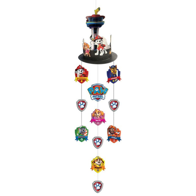 Colorful Paw Patrol Adventures hanging decoration featuring characters, perfect for kids' parties and playrooms, 66cm x 20cm.