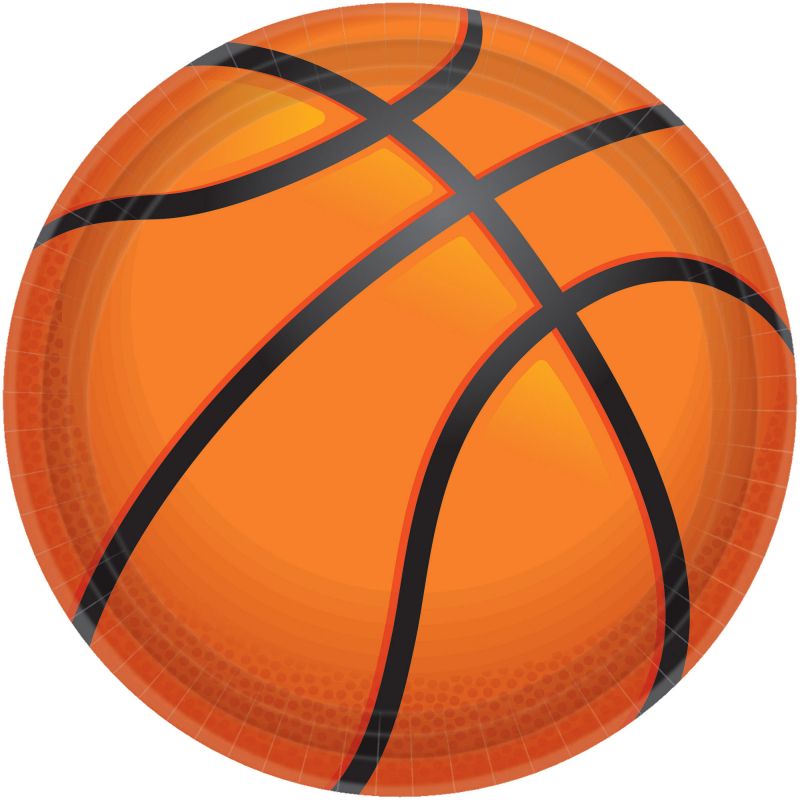 "Nothin' But Net Basketball 10 1/2"" / 26cm Round Paper Plates - Pack of 18