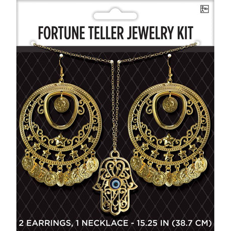 Fortune Teller Jewellery Kit - Pack of 3 featuring elegant earrings and a stunning 38cm necklace for creative DIY fashion.