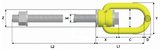 De-Centred Lifting Point with M12 Long Bolt, 1.0t capacity, RFID feature, stay-up design for easy and safe lifting in tight spaces.