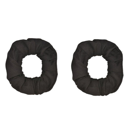 Black hair scrunchies pack of 2, ideal for securing ponytails and adding style to any outfit without damaging hair.