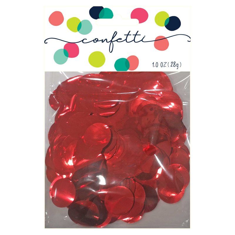 Vibrant metallic red confetti circles, 2cm, 28g, perfect for adding elegance to parties and celebrations.